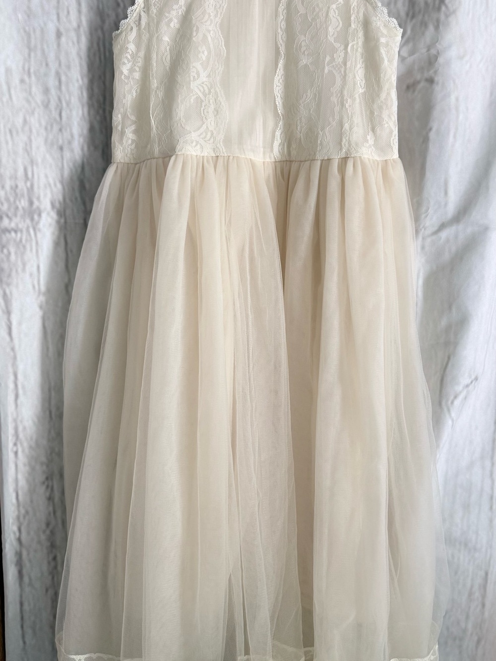 Cream Lace Bodice & Tulle Skirt Girls Formal Dress Bow Dream size 14